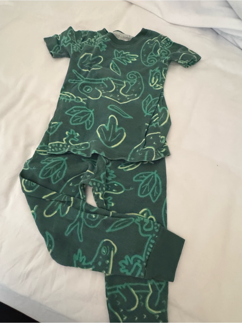 Carter's Green Gator Print Kids Pajama Set